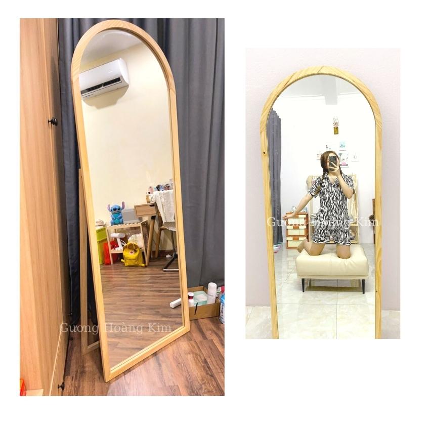 Gương soi toàn thân khung gỗ dựa tường, gương đứng treo tường kích thước 50x160cm, 60x170cm